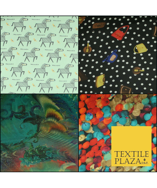 High Quality Zebra Spots Handbags Peacock Aquatic Printed Georgette Dress Fabric