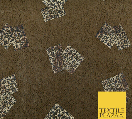 TAN BROWN Leopard Waffle Cube Metallic Glitter Stretch Jersey Fabric - 59" 1577