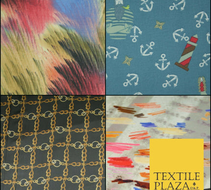 High Quality Anchors Chains Paint Explosions Printed Georgette Dress Fabric