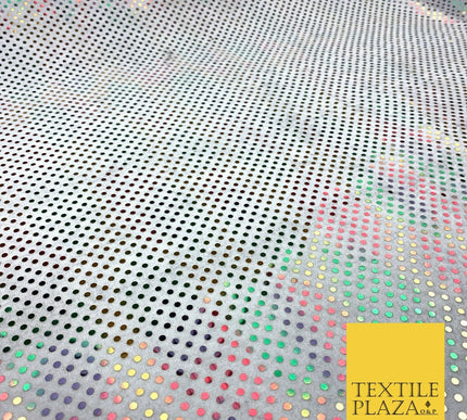 Multicolour Rainbow 3mm Sequin White Velour Fabric Stretch Sparkle Dress NHS1778