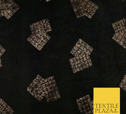 BLACK Leopard Waffle Cube Metallic Glitter Stretch Jersey Fabric - 59" 1573