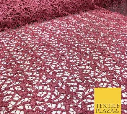 CHERRY PINK Premium Guipure Floral Webbed Lace Dress Fabric Wedding Bridal 862