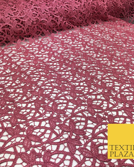CHERRY PINK Premium Guipure Floral Webbed Lace Dress Fabric Wedding Bridal 862