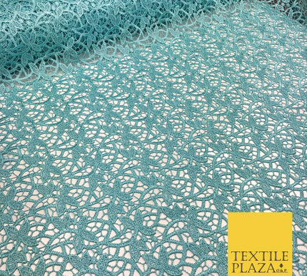 LIGHT BLUE Premium Guipure Floral Webbed Lace Dress Fabric Wedding Bridal 863