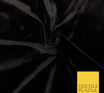 BLACK Soft Plain Velvet Fabric Material - 58" - More Colours Available PB07