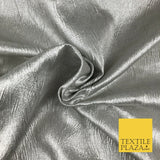 SILVER Metallic Creased Waves Wrinkle Shimmer Brocade Jacquard Dress Fabric 1381