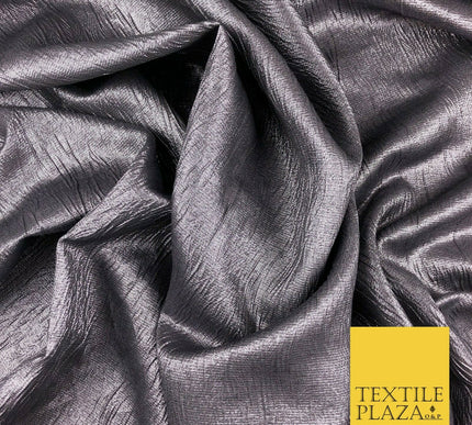 GREY MAUVE Metallic Creased Waves Wrinkle Brocade Jacquard Dress Fabric 1383
