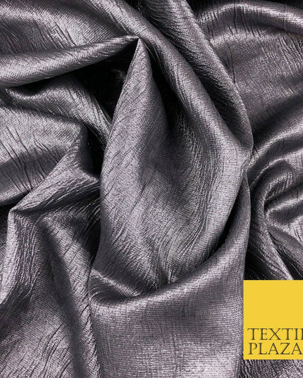 GREY MAUVE Metallic Creased Waves Wrinkle Brocade Jacquard Dress Fabric 1383