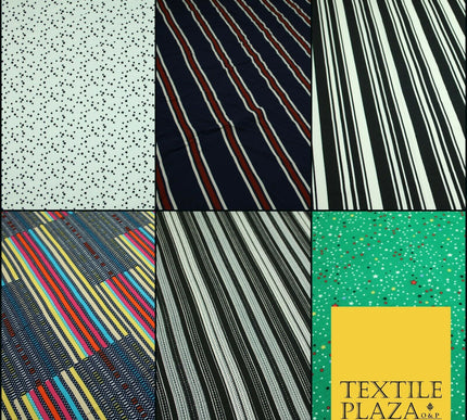 Premium Striped Stars Colourful Spotted Printed Bubble Crepe Dress Fabric 58"