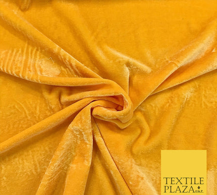 YELLOW Soft Plain Velvet Fabric Material - 58" - More Colours Available PB16