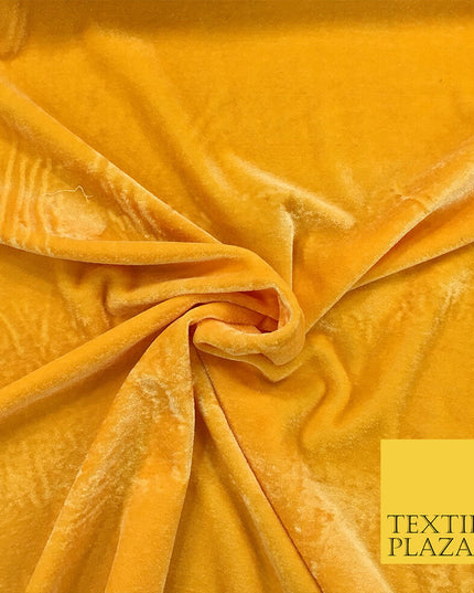 YELLOW Soft Plain Velvet Fabric Material - 58" - More Colours Available PB16