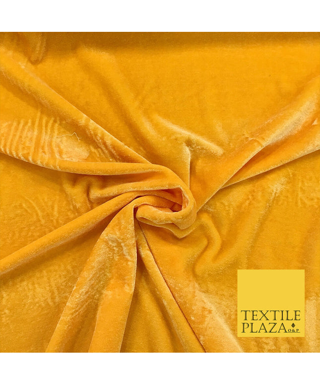 YELLOW Soft Plain Velvet Fabric Material - 58" - More Colours Available PB16