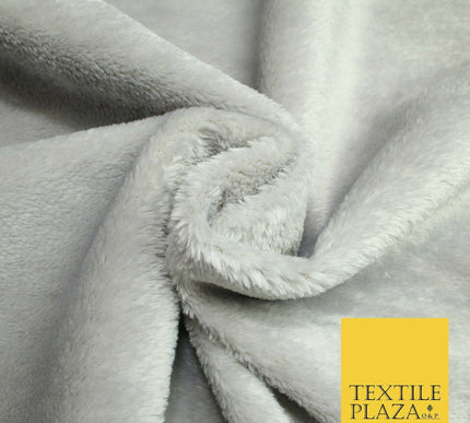 Luxury Super Soft Light Grey Plush Suede Backed Short Pile Faux Fur Fabric 1982
