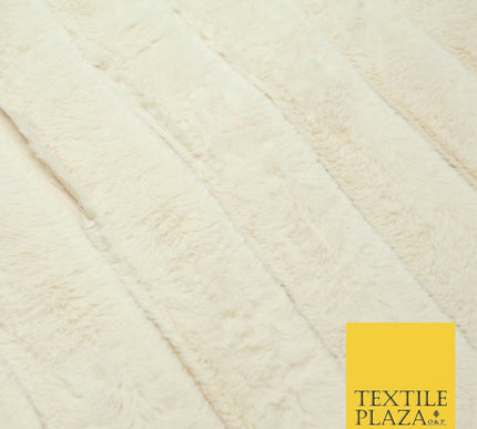Luxury Super Soft Cream Ribbed Stripe Short Pile Faux Fur Fabric Material 1980