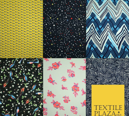 Premium Unusual Abstract Bird Neon Small Printed Bubble Crepe Dress Fabric 58"