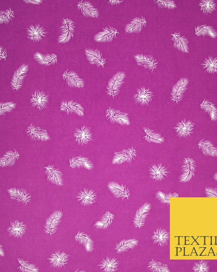 Small Floating White Peacock Feather Printed Crepe Polyester Dress Fabric 58"