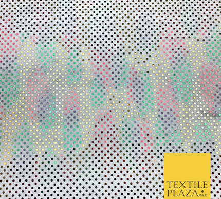 Multicolour Rainbow 3mm Sequin White Velour Fabric Stretch Sparkle Dress NHS1778