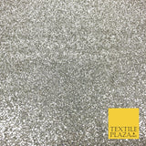 SILVER Luxury Chunky Glitter Encrusted Shimmer Canvas Fabric Heavy Backdrop 1392