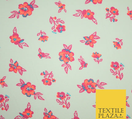 Premium Unusual Abstract Bird Neon Small Printed Bubble Crepe Dress Fabric 58"