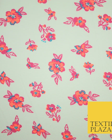 Premium Unusual Abstract Bird Neon Small Printed Bubble Crepe Dress Fabric 58"