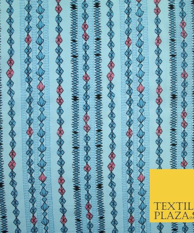 Striped Diamond Zigzag Fairisle Look Printed Crepe Polyester Stripe Dress Fabric