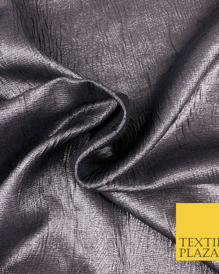 GREY MAUVE Metallic Creased Waves Wrinkle Brocade Jacquard Dress Fabric 1383