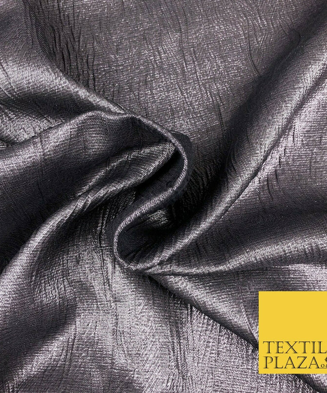 GREY MAUVE Metallic Creased Waves Wrinkle Brocade Jacquard Dress Fabric 1383