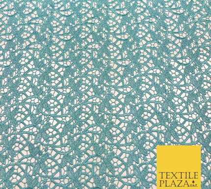 LIGHT BLUE Premium Guipure Floral Webbed Lace Dress Fabric Wedding Bridal 863