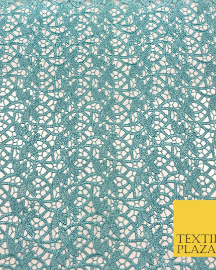 LIGHT BLUE Premium Guipure Floral Webbed Lace Dress Fabric Wedding Bridal 863