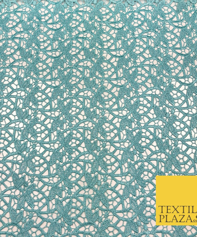 LIGHT BLUE Premium Guipure Floral Webbed Lace Dress Fabric Wedding Bridal 863