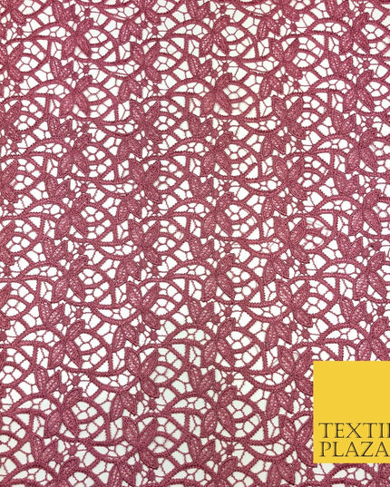 CHERRY PINK Premium Guipure Floral Webbed Lace Dress Fabric Wedding Bridal 862