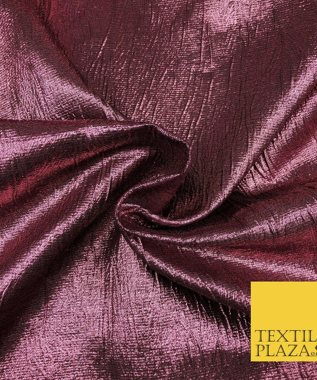 DUSTY PINK Metallic Creased Waves Wrinkle Brocade Jacquard Dress Fabric 1382
