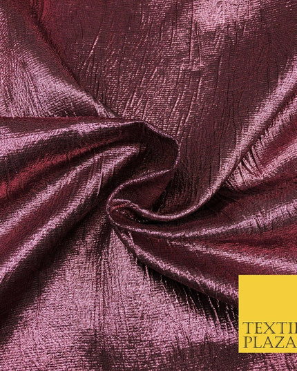 DUSTY PINK Metallic Creased Waves Wrinkle Brocade Jacquard Dress Fabric 1382