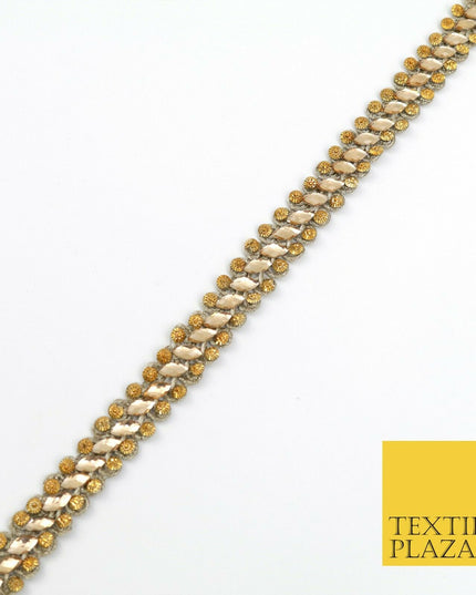 DARK GOLD 1.5cm Twin Beaded Silver Stone Trimming Gota Border Indian Ethnic X227