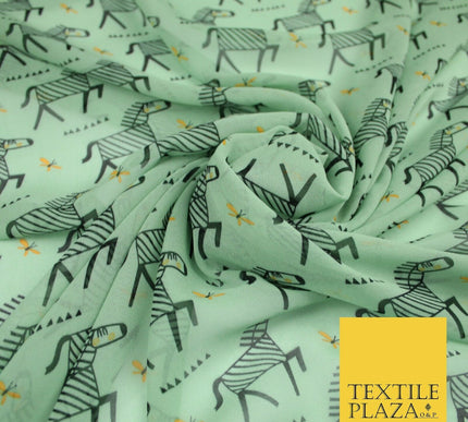 High Quality Zebra Spots Handbags Peacock Aquatic Printed Georgette Dress Fabric