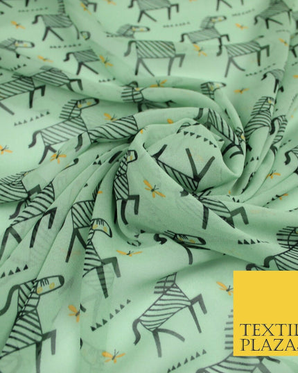 High Quality Zebra Spots Handbags Peacock Aquatic Printed Georgette Dress Fabric