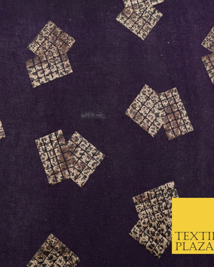 PURPLE Leopard Waffle Cube Metallic Glitter Stretch Jersey Fabric - 59" 1574