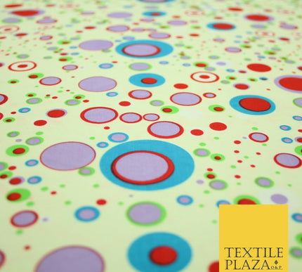Cream Colourful Circles Dots Dotted Printed Crepe Polyester Dress Fabric 2734