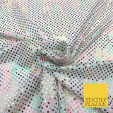 Multicolour Rainbow 3mm Sequin White Velour Fabric Stretch Sparkle Dress NHS1778