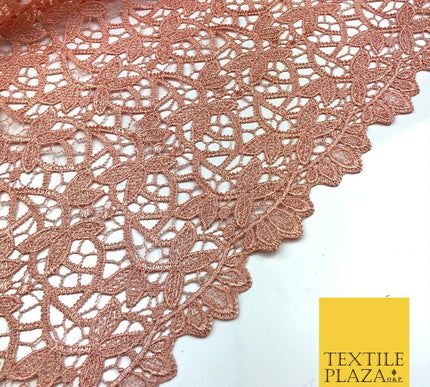 PEACH Premium Guipure Floral Webbed Lace Dress Fabric Wedding Bridal 860