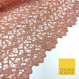 PEACH Premium Guipure Floral Webbed Lace Dress Fabric Wedding Bridal 860