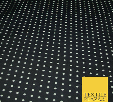 Premium Black Blue White Polka Dot Multi Spotted Printed Georgette Dress Fabric