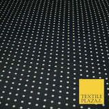 Premium Black Blue White Polka Dot Multi Spotted Printed Georgette Dress Fabric