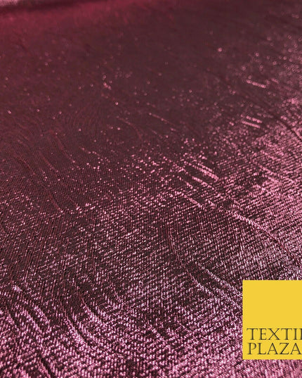 DUSTY PINK Metallic Creased Waves Wrinkle Brocade Jacquard Dress Fabric 1382