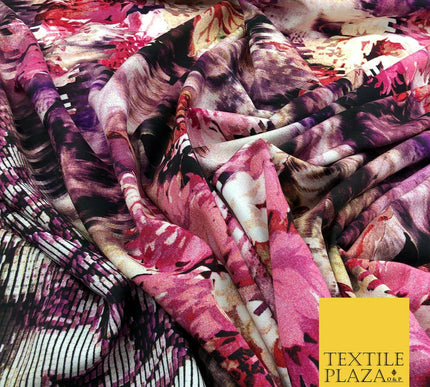Pink Mix Techno Floral Digital Print Spun Rayon Viscose Dress Fabric Craft 1320