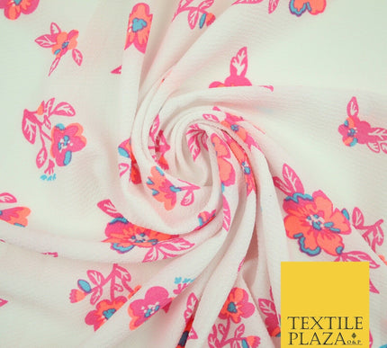 Premium Unusual Abstract Bird Neon Small Printed Bubble Crepe Dress Fabric 58"