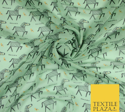 High Quality Zebra Spots Handbags Peacock Aquatic Printed Georgette Dress Fabric