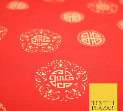 Traditional Kimono Oriental Chinese Emblem Printed Crepe Polyester Dress Fabric