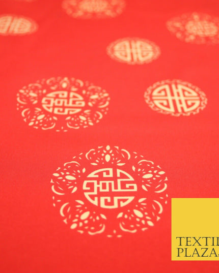 Traditional Kimono Oriental Chinese Emblem Printed Crepe Polyester Dress Fabric