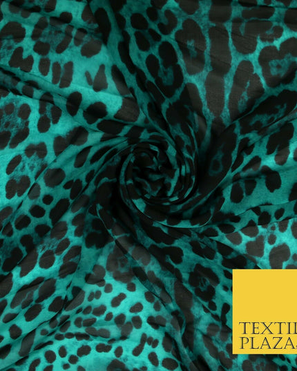 High Quality Green Stone Leopard Snake Animal Printed Georgette Dress Fabric
